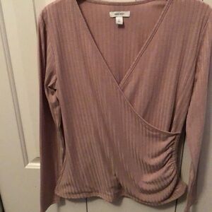 Nine West cross body fitted top, light mauve, Medium